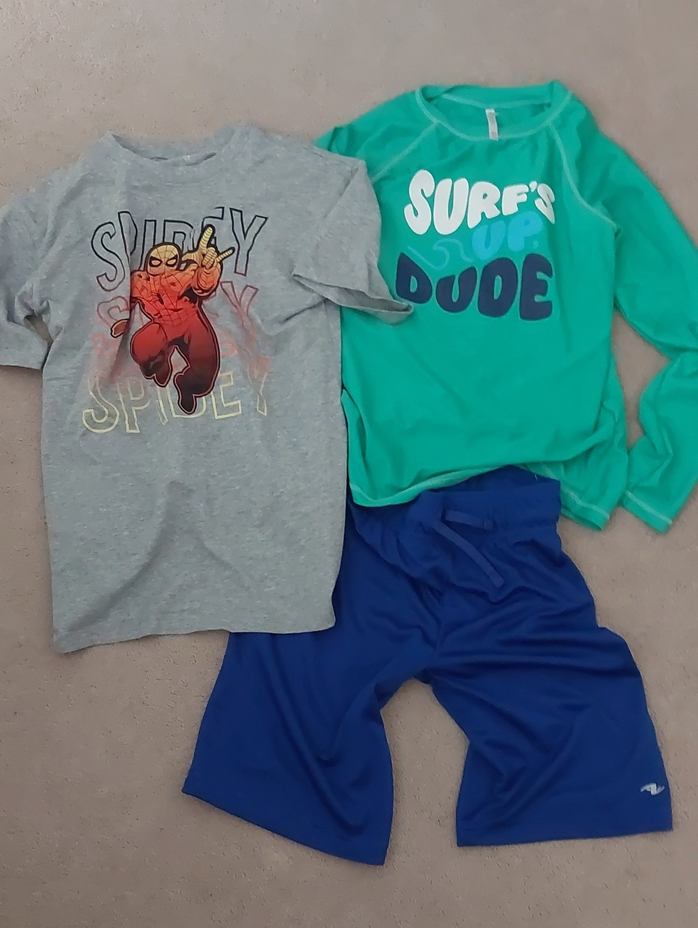 Joe Fresh Teal Long-Sleeve "Surf's Dude" Top with Blue Shorts - Athletics Works.